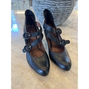 Chocolate Negro Portugal Pumps Black Leather Vintage Strap Maryjane 5.5 Coquette